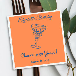 Guardanapo De Papel Modern Orange Cheers to 30 anos Aniversário Napkin