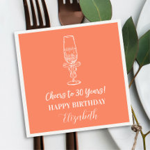 Modern Orange Cheers to 30 anos Aniversário Napkin