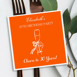 Guardanapo De Papel Modern Orange Cheers to 30 anos Aniversário Napkin