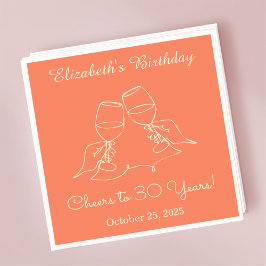 Guardanapo De Papel Modern Orange Cheers to 30 anos Aniversário Napkin
