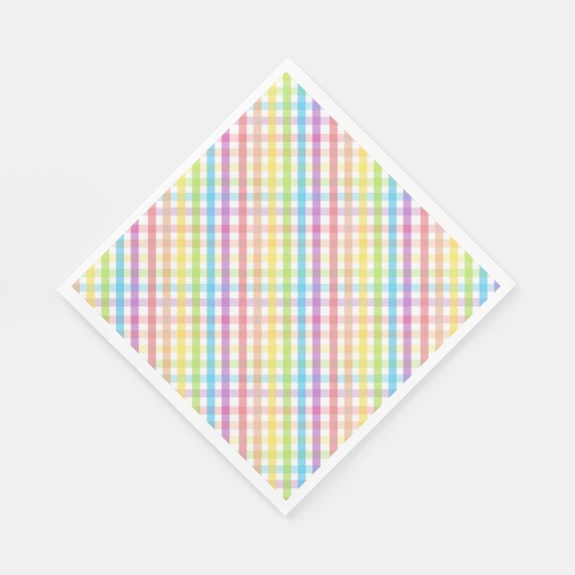 Guardanapo De Papel Modern Pastel Plaid Rainbow Baby Shower Party (Quina)