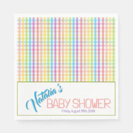 Guardanapo De Papel Modern Pastel Plaid Rainbow Baby Shower Party