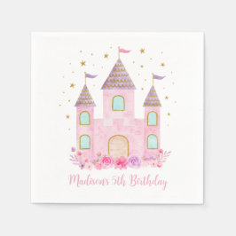 Guardanapo De Papel Modern Pink Dourado Princess Castle Birthday