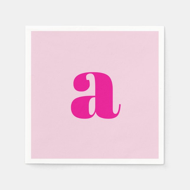 Guardanapo De Papel Modern Pink Monogram Napkins (Frente)