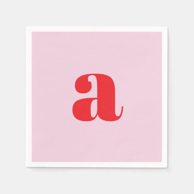 Guardanapo De Papel Modern Pink Monogram Napkins (Frente)