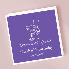 Guardanapo De Papel Modern Purple Cheers to 30 anos Aniversário Napkin