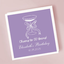 Guardanapo De Papel Modern Purple Cheers to 30 anos Aniversário Napkin