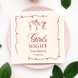 Guardanapo De Papel Modern Red Girls Night Dinner Party