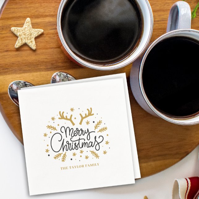 Guardanapo De Papel Modern Reindeer Feliz Festa de Natal (Modern Reindeer Merry Christmas Party Napkins)