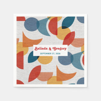 Guardanapo De Papel Modern Retro 70's Colorful Rainbow Shapes Wedding 