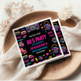 Guardanapo De Papel Modern Retro Neon 80’s Birthday Party for Adults