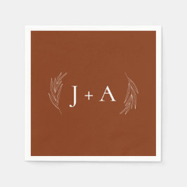 Guardanapo De Papel Modern Rustic Chic Botanical Monogram Wedding