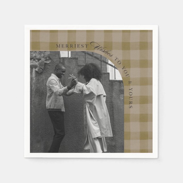 Guardanapo De Papel Modern Rustic Plaid Holiday Napkins Personalized (Frente)