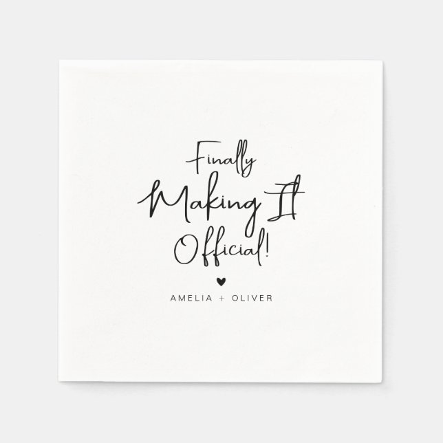 Guardanapo De Papel Modern Script Finally Making It Official Wedding (Frente)