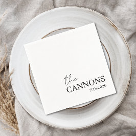 Guardanapo De Papel Modern Script Wedding Personalized Name Date
