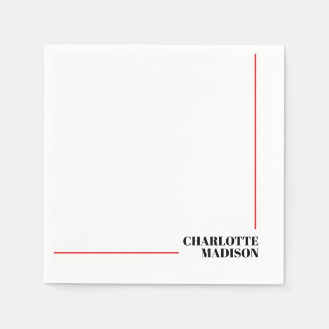 Guardanapo De Papel Modern Simple Black White Trendy Minimalist Plain  (Frente)