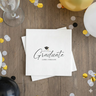 Guardanapo De Papel Modern Simple Script Graduation Party