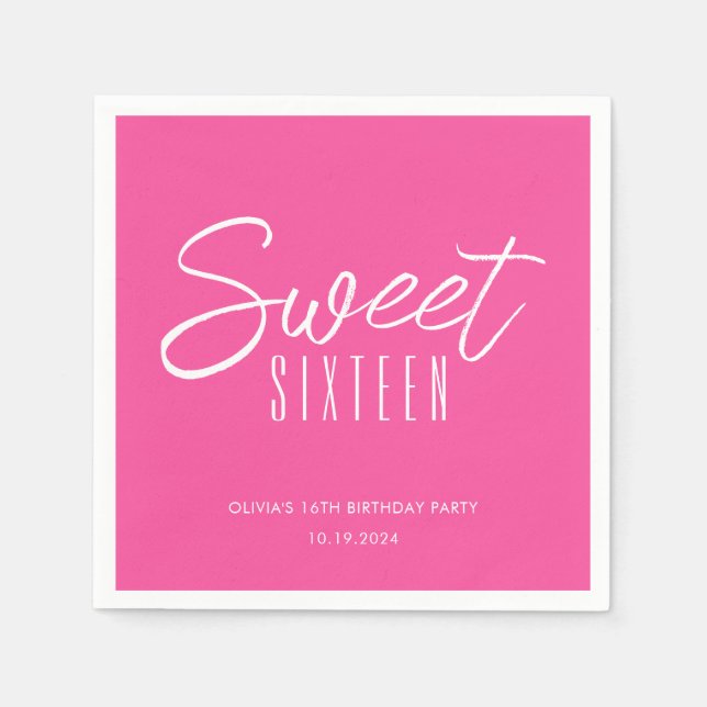 Guardanapo De Papel Modern Sweet Sessenta garotas rosa quentes 16 anos (Frente)