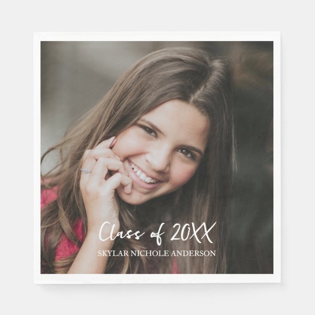 Guardanapo De Papel Modern Typography Photo Graduation (Frente)