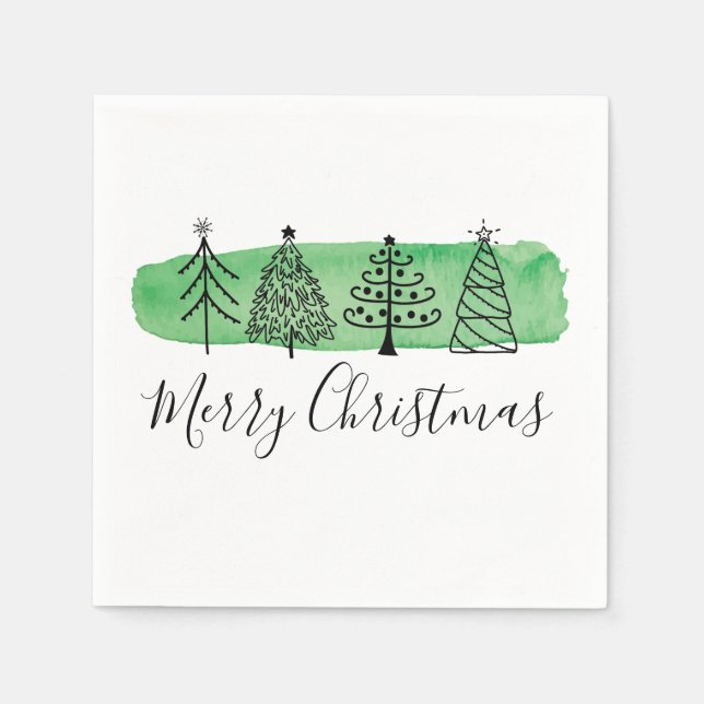 Guardanapo De Papel Modern Watercolor Christmas Napkins (Frente)