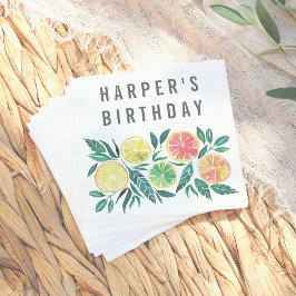 Guardanapo De Papel Modern Watercolor Citrus Birthday