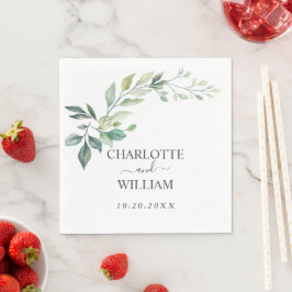 Guardanapo De Papel Modern Watercolor Eucalyptus Leaves Greenery