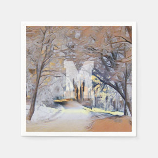 Guardanapo De Papel Modern watercolor of colored snowed trees