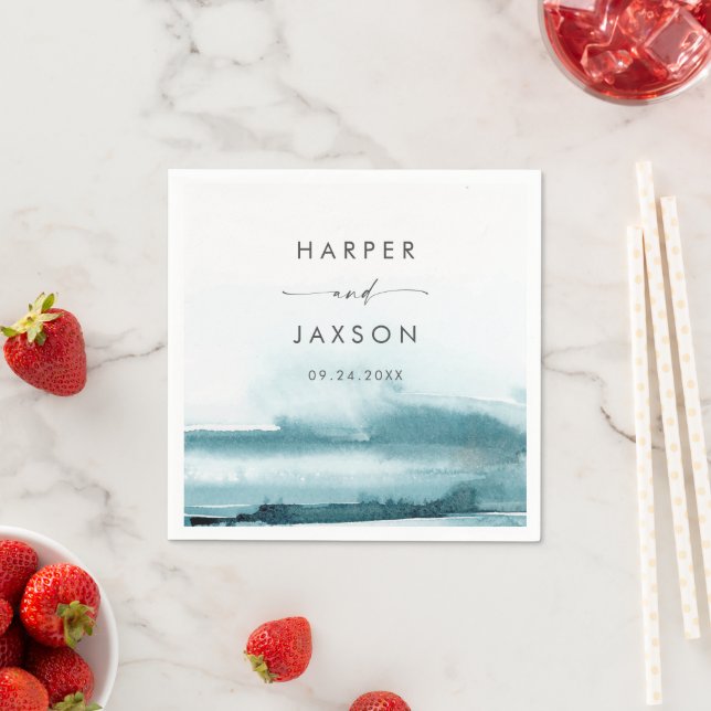 Guardanapo De Papel Modern Watercolor | Teal Wedkins (Insitu)