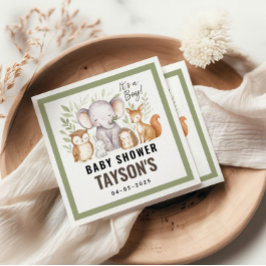 Guardanapo De Papel Modern Woodland Animals Forest Boy Baby Shower