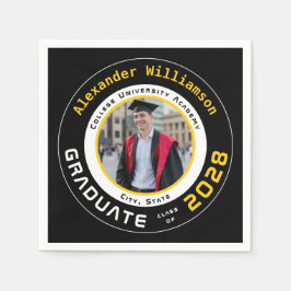 Guardanapo De Papel Modern Yellow Black White Graduation Photo