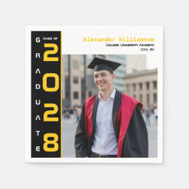 Guardanapo De Papel Modern Yellow Black White Photo Graduation Party