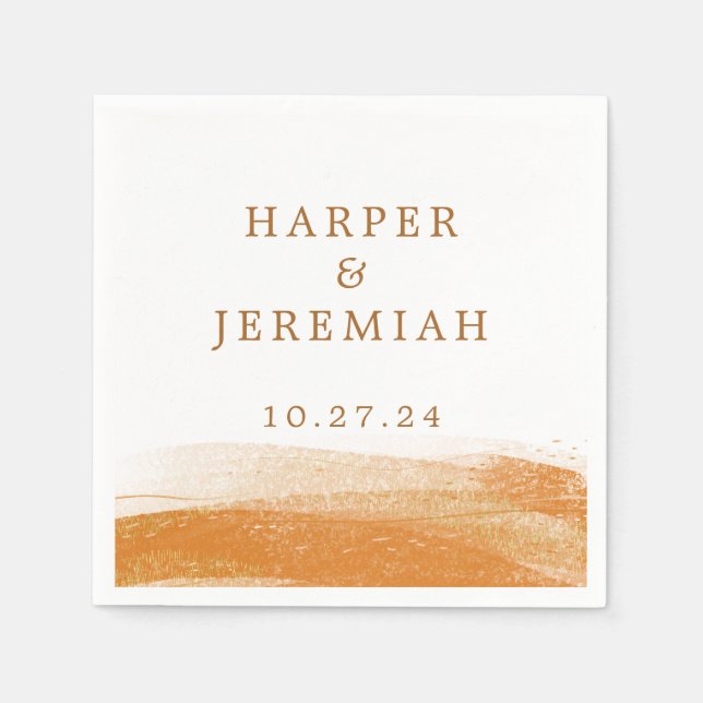 Guardanapo De Papel Moderna Terracotta Queimada Cor da Água (Frente)