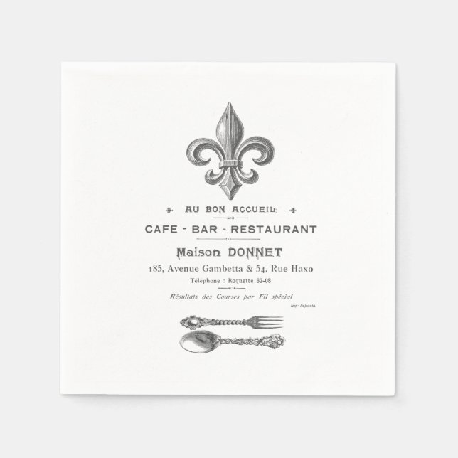 GUARDANAPO DE PAPEL MODERNA VINTAGE FRANCÊS BISTRO (Frente)