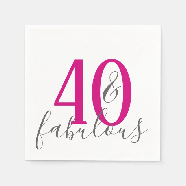 Guardanapo De Papel Moderno 40 e Fabulosa Festa de aniversário Napkins (Frente)