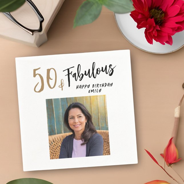 Guardanapo De Papel Moderno 50 e Fabulosa Foto 50º Aniversário (Criador carregado)