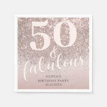 Moderno 50 & Fabuloso Brilho Rosa Aniversário 