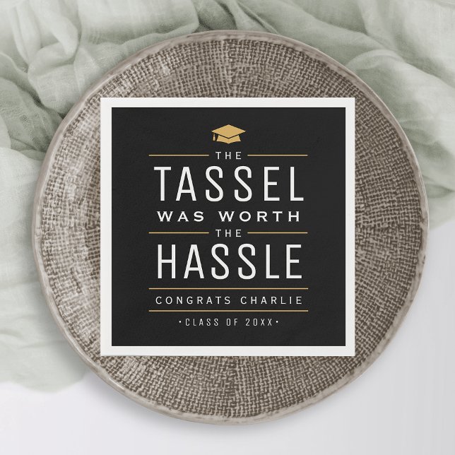 Guardanapo De Papel Moderno, a moda valeu a pena. (black Modern the tassel was worth the hassle Graduation Napkins)