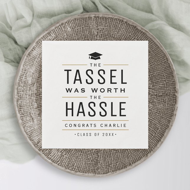 Guardanapo De Papel Moderno, a moda valeu a pena. (Modern the tassel was worth the hassle Graduation Napkins)