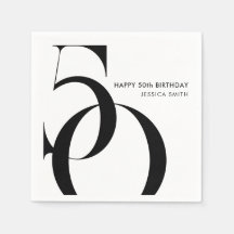 Moderno Aniversário de 50 anos Minimalista Preto e