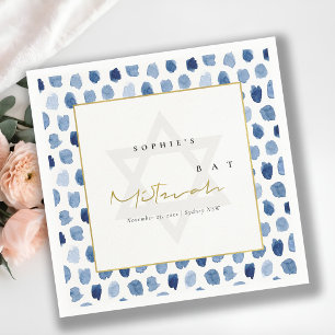Guardanapo De Papel MODERNO AZUL ÍNDIGO Aquarela PONTOS BAR MITZVAH