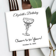 Moderno B&W Alegra-se a 30 anos Aniversário Napkin