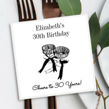 Moderno B&W Alegra-se a 30 anos Aniversário Napkin