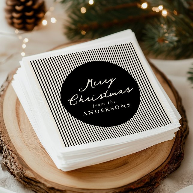Guardanapo De Papel Moderno Black Stripes Feliz Natal (Criador carregado)