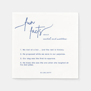 Guardanapo De Papel Moderno Blue Script Facts Casamento Napkins