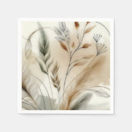 Guardanapo De Papel Moderno Botânico Boho Casamento com Vegetação Fina