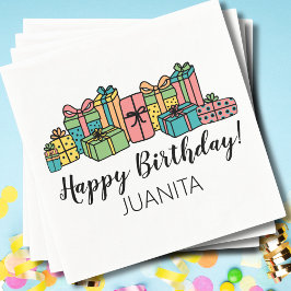 Guardanapo De Papel Moderno Colorida Qualquer Idade Feliz Aniversário