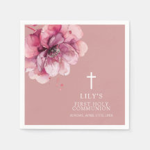 Moderno cor-de-rosa aquarela Floral Santa Comunhão