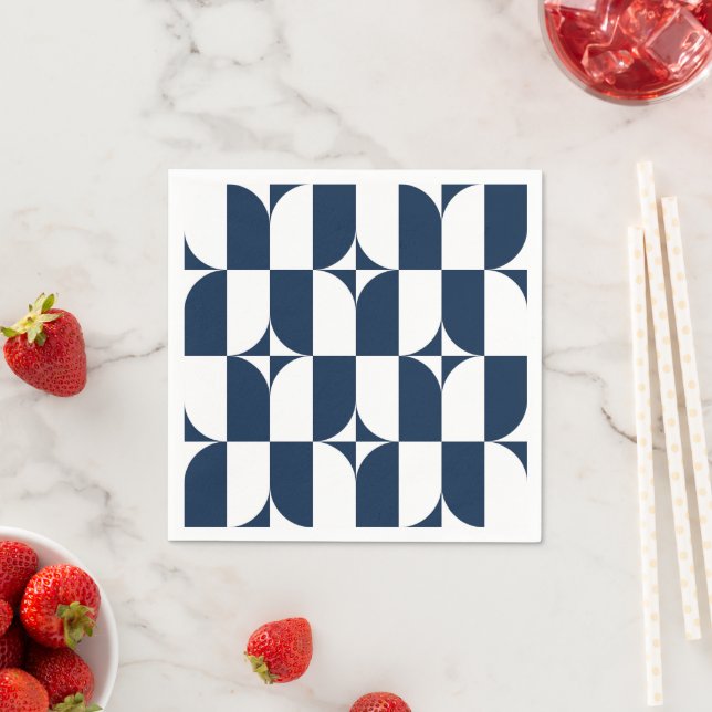 Guardanapo De Papel Moderno do século médio azul e branco (Insitu)