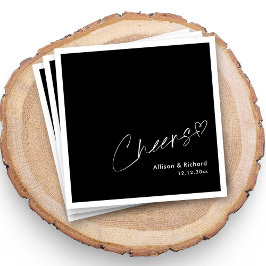 Guardanapo De Papel Moderno e Minimalista Cheers! Black Wedkins Napkin