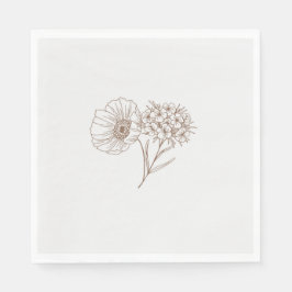 Guardanapo De Papel Moderno Floral Botânico Flor de Campo Simples Eleg